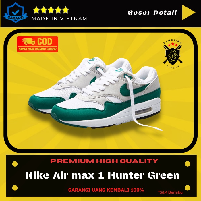 Sepatu Nike Air max 1 Hunter Green Sneakers Pria Sneaker Olahraga Cowok Import Premium Original