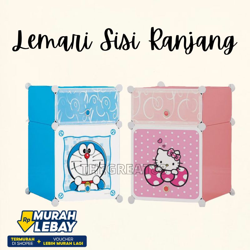 DISKON COD LEMARI PLASTIK SISI RANJANG PORTABLE MINI 2 SUSUN IMPORT KARAKTER TERMURAH BISA COD termurah