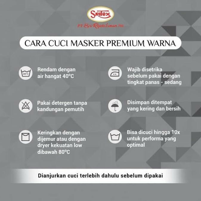 Masker Sritex PREMIUM WARNA - ORIGINAL 100% - Masker Kain Anti Air Droplet