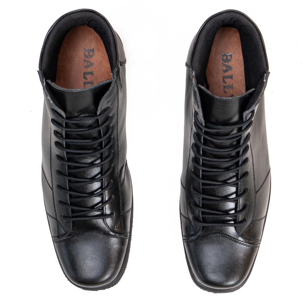 Sepatu Boots Pria Kulit Asli Original Hitam Semi Formal Model Tali 10 Hole BLY3013