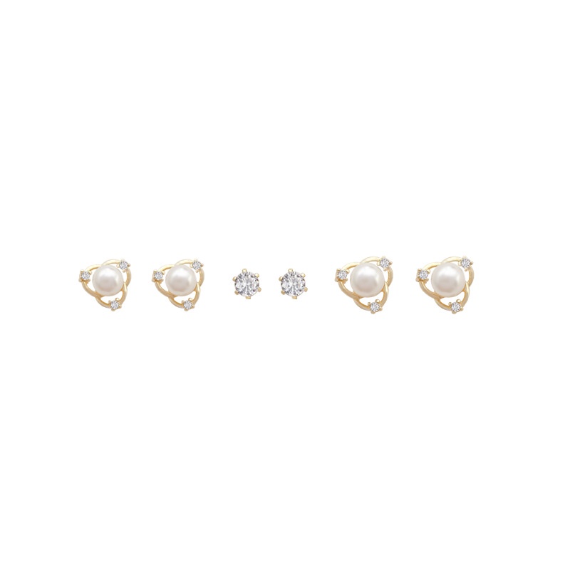 Set Anting Tusuk Sterling Silver 925 Desain Simple Hias Mutiara Zircon Berkilau Untuk Wanita