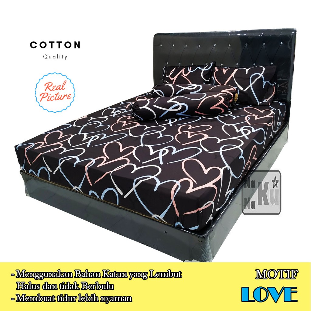 Sprei Set Katun dgn Sarung Bantal dan Guling - Motif P