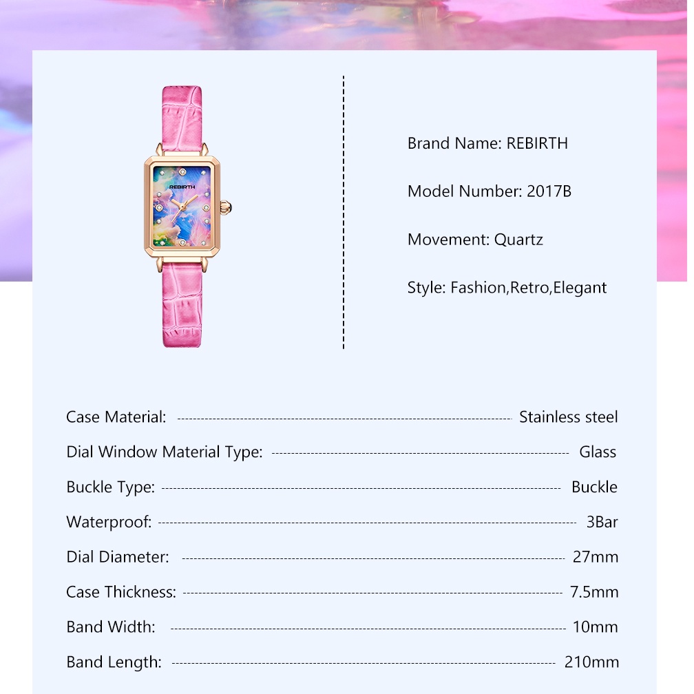 REBIRTH Jam Tangan Wanita Mode Santai Warna-Warni Dial  Anti Air KuarsaTali Jala Jam Tangan Cewek