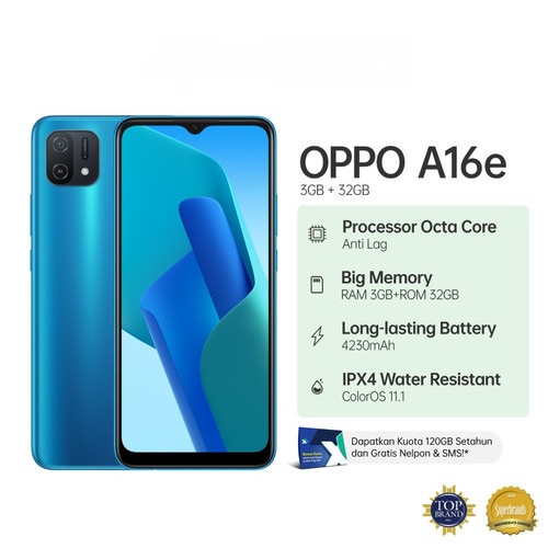 OPPO SMARTPHONE OPPO A16E 3/32GB 6.52 INCH GARANSI RESMI