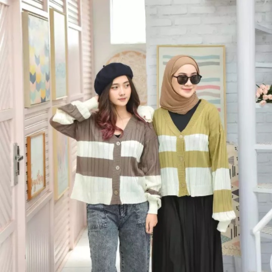 Derra Cardigan Rajut - Cardigan Wanita - Cardigan Crop - Cardigan Premium Tebal Halus - Korean Style