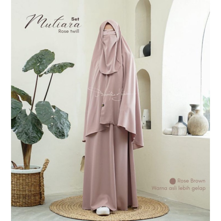 Mutiara Set ori by Damaira Hijab, Gamis Set Aksen Mutiara Cantik, Adem Best Seller