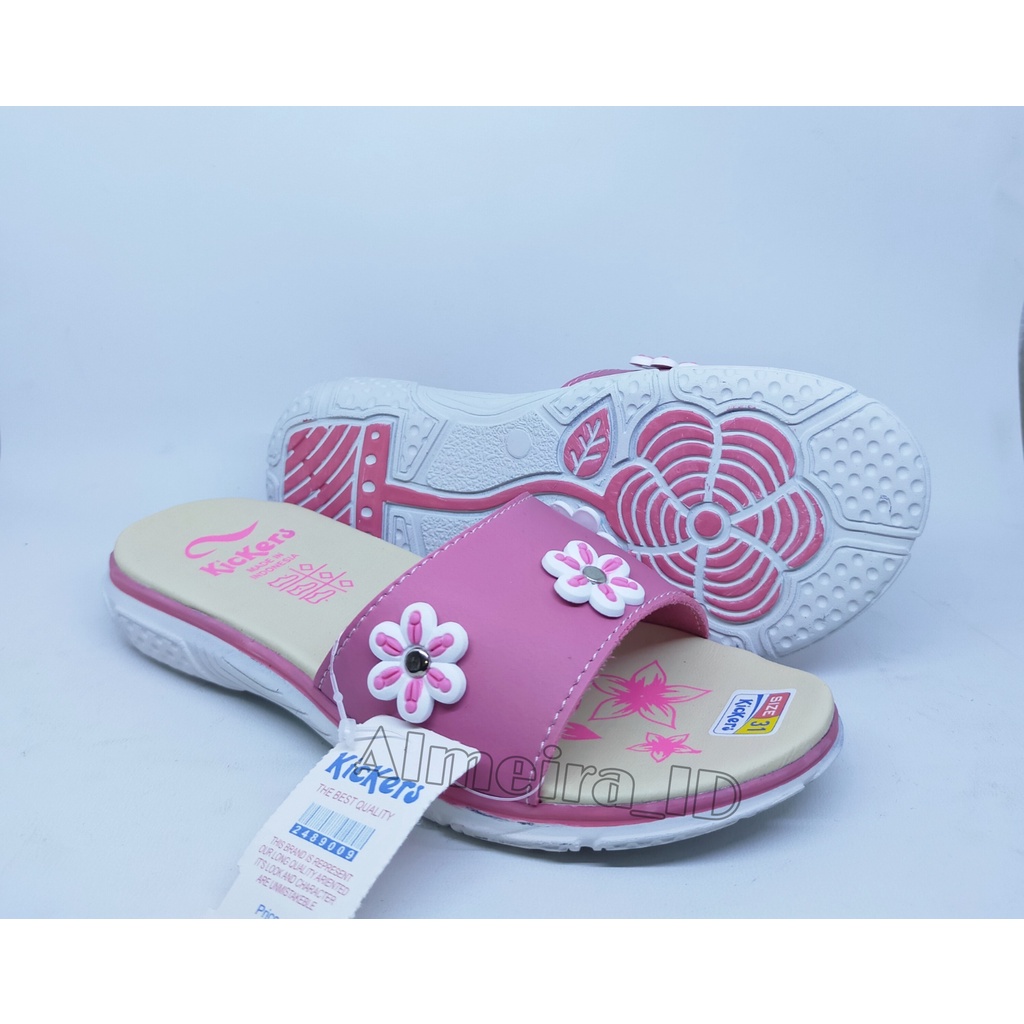 Sandal Anak Perempuan Kickers Selop Motif Bunga | Sandal Anak Casual | Sandal Slide Anak