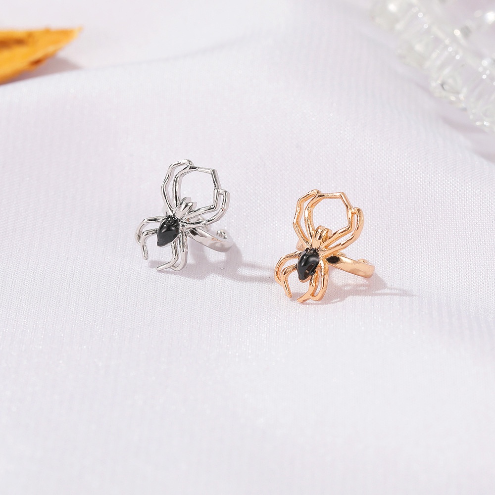 Anting Tindik Palsu Desain Laba-Laba Bahan Baja Gaya Punk Gothic Untuk Pria Dan Wanita