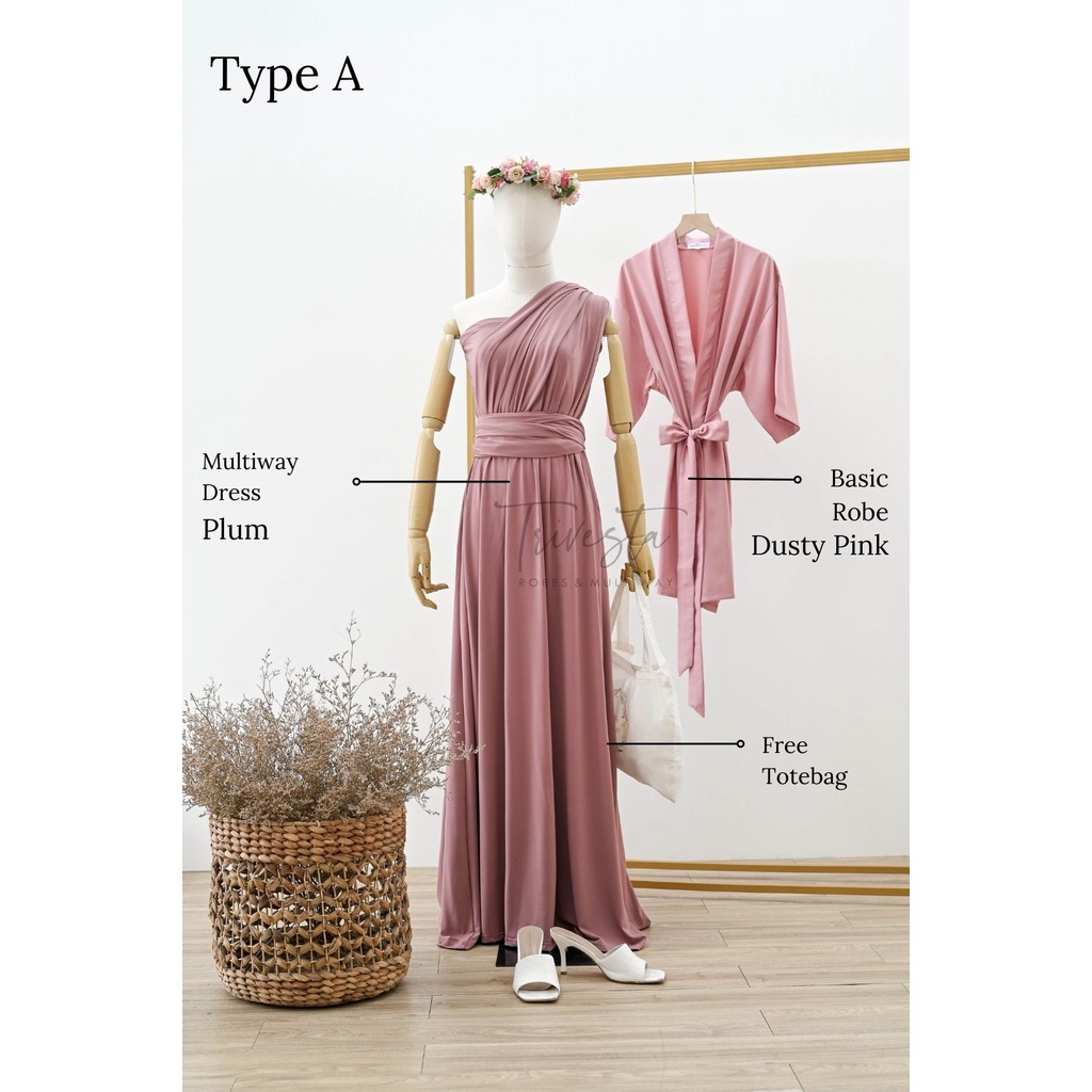 BRIDESMAID PROMO PACKAGE BASIC KIMONO/ROBE &amp;  MAXI MULTIWAY INFINITY CONVERTIBLE DRESS