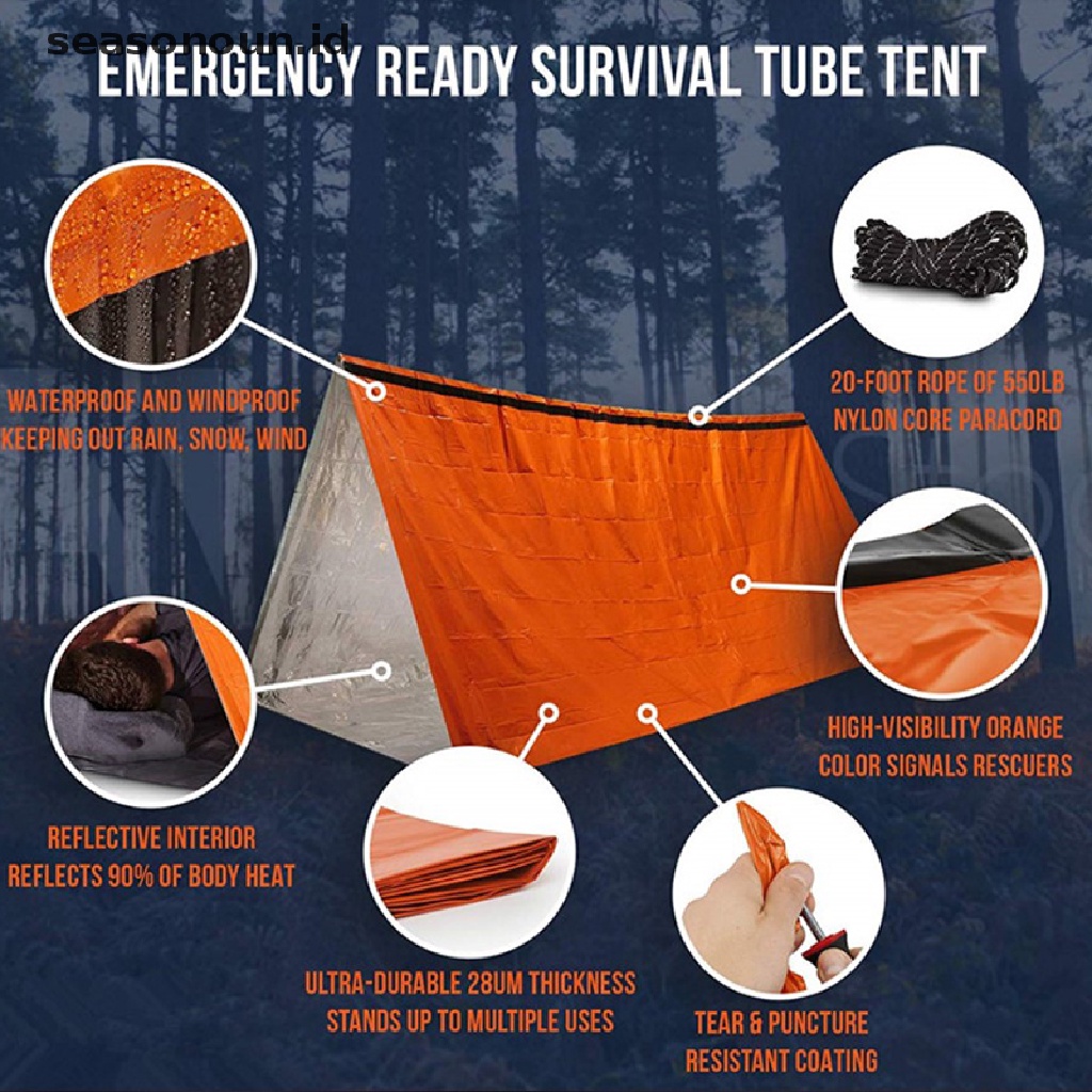 (seasonoun) Tenda Darurat Lipat Anti Air Untuk Survival / Hiking / Camping / Outdoor