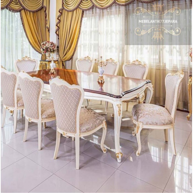 Meja makan jati cat duco