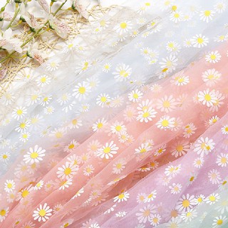 Yyjack Kain Organza Motif Print Bunga Daisy Lebar 160cm Yyjack Kain Organza Motif Print Bunga Daisy Lebar 160cm