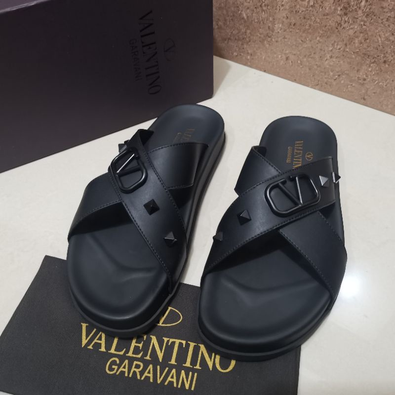 sandal pria slide vln sendal flat selop cowok P1SHOES mirror quality slippers