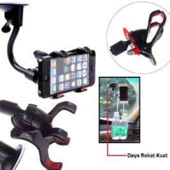 Holder Mobil Jepit Buat Handphone Samsung Iphone Oppo Vivo Xiao Mi Jepit 360