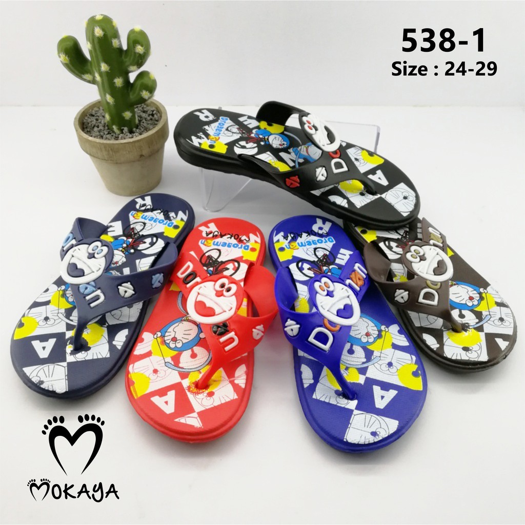 Sandal Jepit Anak Cowok Doraemon Keren Lucu Sol Empuk Enteng Import by MOKAYA / size 24-29 (JLL538-1)