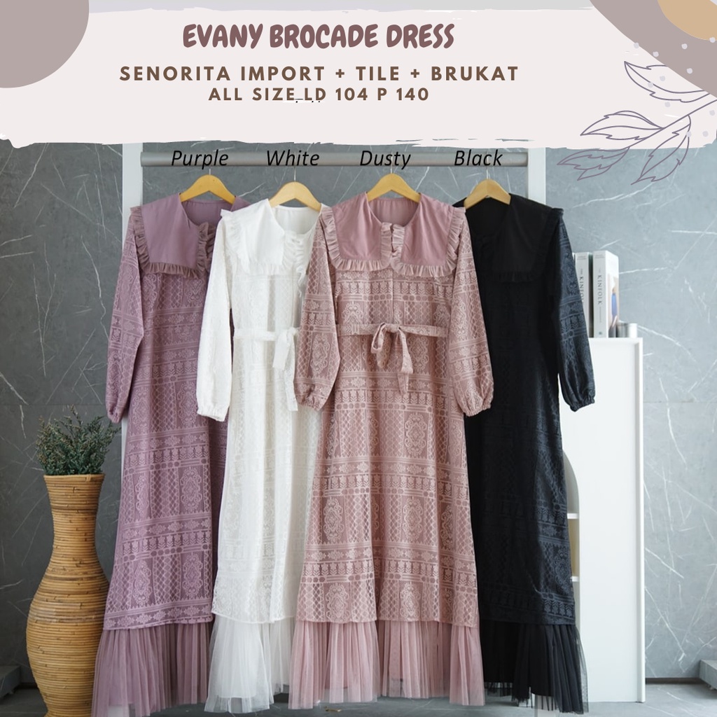 Evany Brocade Dress/Dress Ld 104/Dress Tile Kondangan/Dress Seragaman/Dress Busui/Dress Maternity