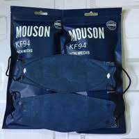 MASKER KF94 MOUSON 4 PLY PREMIUM EMBOSS, BLUE JEANS TALI HITAM (ISI 10PCS/PACK)