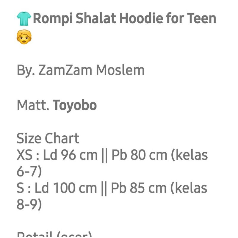 ROSAL ROMPI SHOLAT HOODIE REMAJA DEWASA TOYOBO PREMIUM /ROMPI SHOLAT HODIE JUMBO XS S M L Xl XXL XXXL