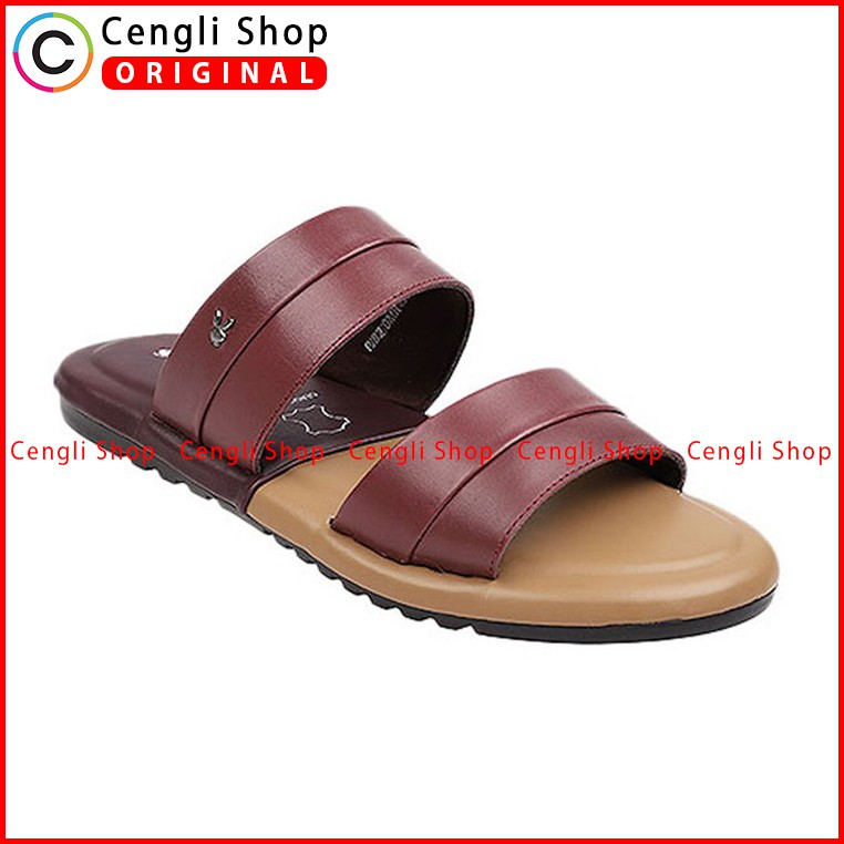 PLAYBOY SANDAL KULIT CASUAL PRIA ORIGINAL TERBARU MERAH MAROON PLD2