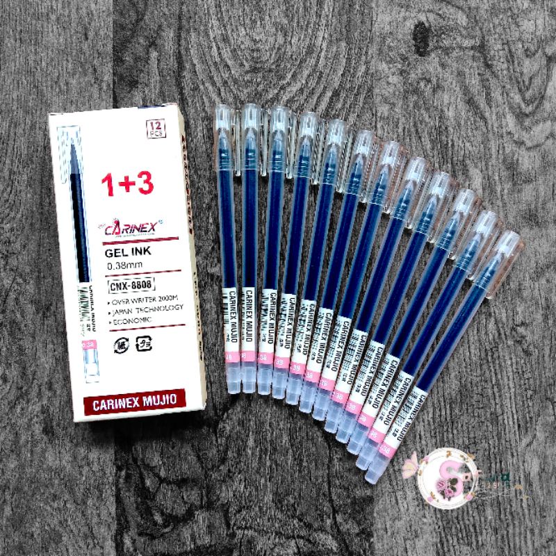 

PULPEN GEL CARINEX MUJIO PENA GEL HITAM BOLPEN 12 PCS GEL INK 0.38MM SELUSIN MURAH