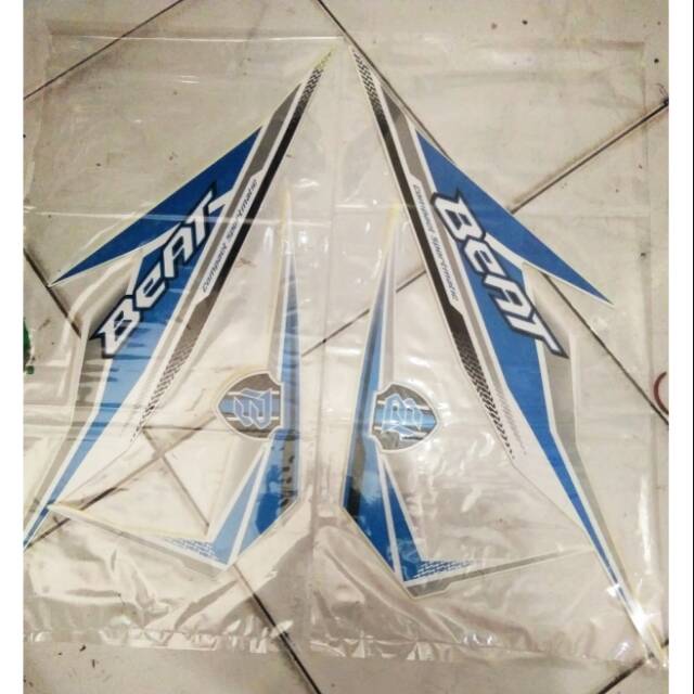 Sticker striping lis ori honda new beat fi esp 2019 warna putih biru