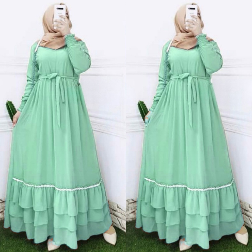 andara maxi ceruty bebydoll /gamis syarii ceruty bebydoll renda /gamis ceruty bebydoll terbaru