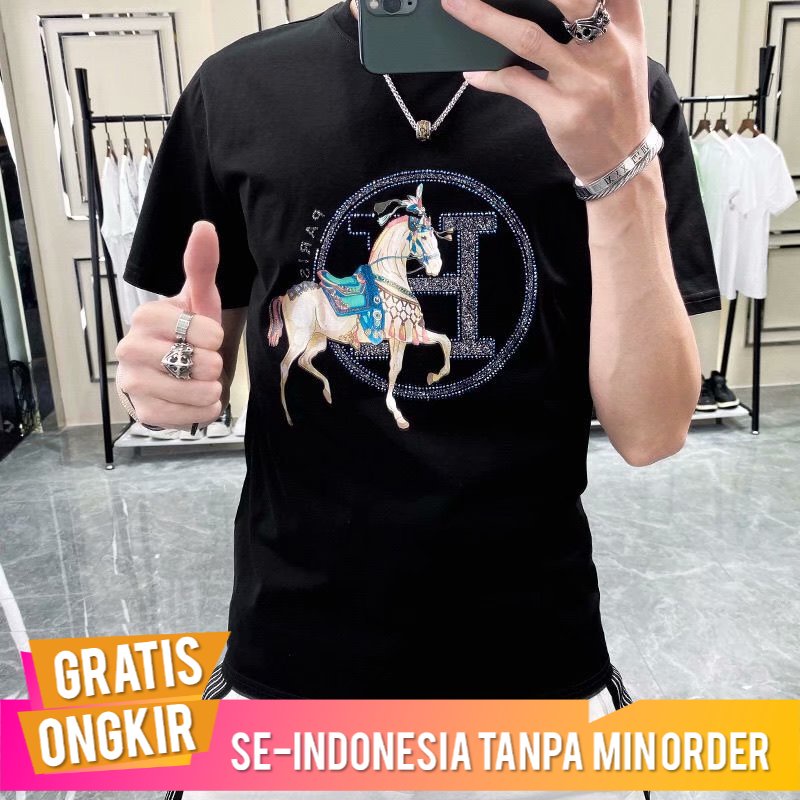 Kaos Pria Import Premium 2021  Tren Kasual Lengan Pendek T-shirt Pria  Busana  Slim Fit Kasual Olahr