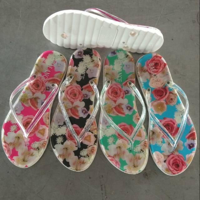  Sandal  Jepit  Import Motif Mawar Balance  Shopee Indonesia