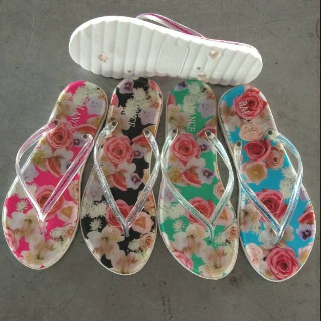  Sandal Jepit Import  Motif Mawar Balance Shopee Indonesia