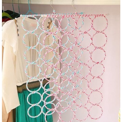 Hanger Gantungan Unik Bulat 28 Ring Hanger Syall Organizer Serbaguna