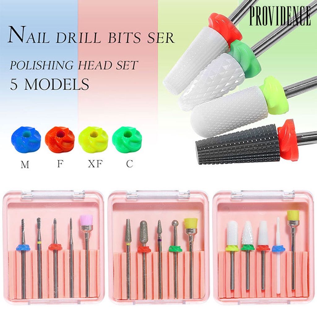 Providence 5Pcs/Set Straight Grooved Nail Grinder Bit 5 Models Tungsten Steel Christmas Sanding Polishing Removing Cuticle Nail Drill Bits for Manicure