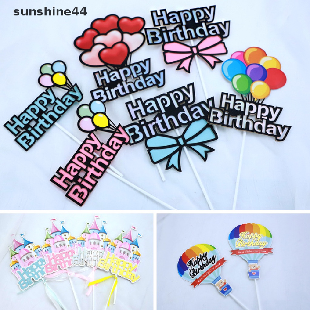 Sunshine 5PCS Topper Kue Bentuk Balon Tulisan Happy Birthday