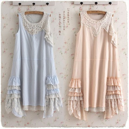 DRS1391C2 - Flower Lace Onepiece / Dress Jumper Japan Mori Katun