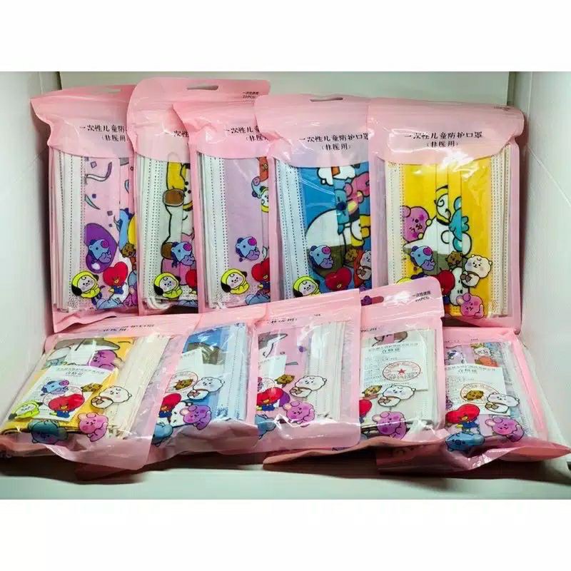 MASKER ANAK 3PLY MOTIF BTS ARMY BT21 Karakter kartun