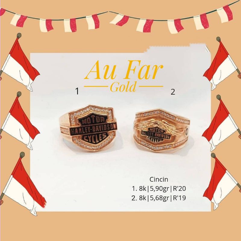 Fashion Aksesoris Pria Perhiasan Cincin Emas Harley-Davidson Kadar 375 - Au Far Gold
