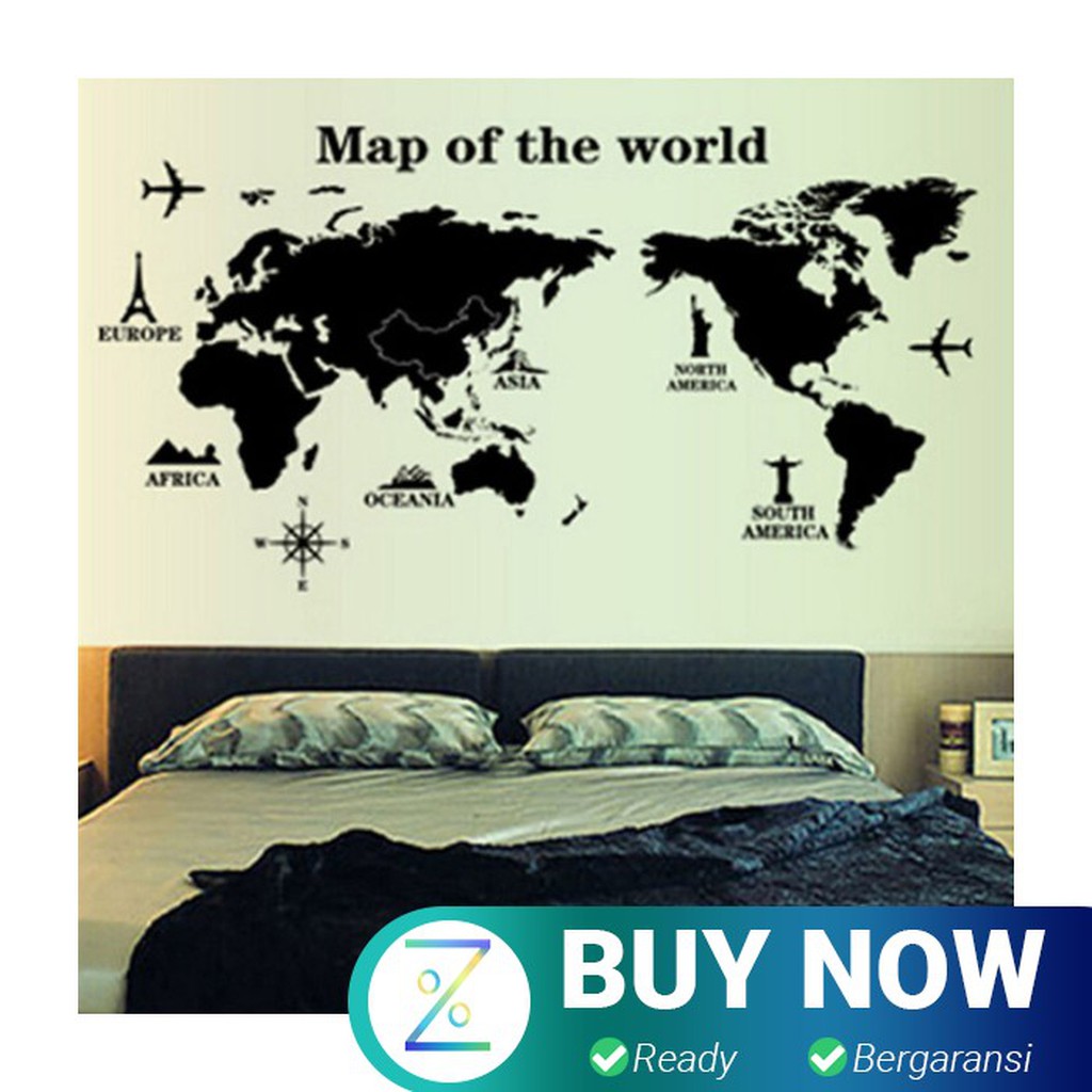 COCOPLAY Sticker Wallpaper Dinding World Map Living Room Decoration -