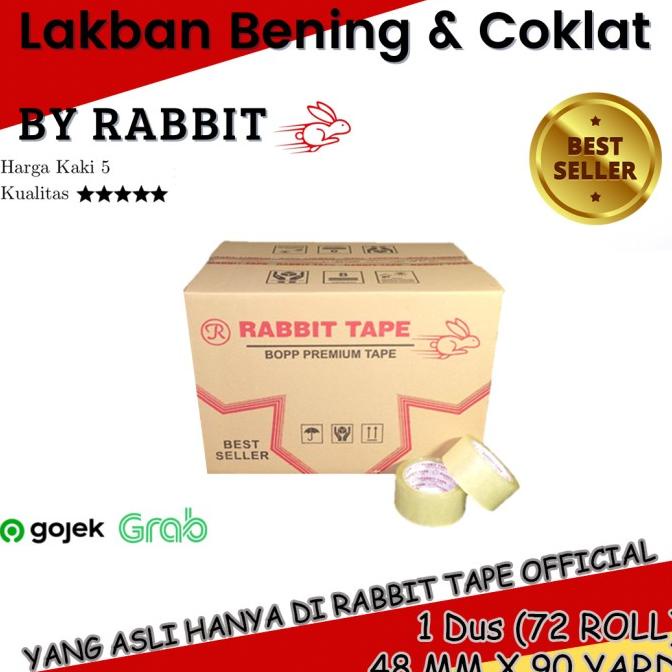 

(Khusus Gojek) Lakban Bening / Coklat RABBIT TAPE 2 inch, 48MM x 90Y