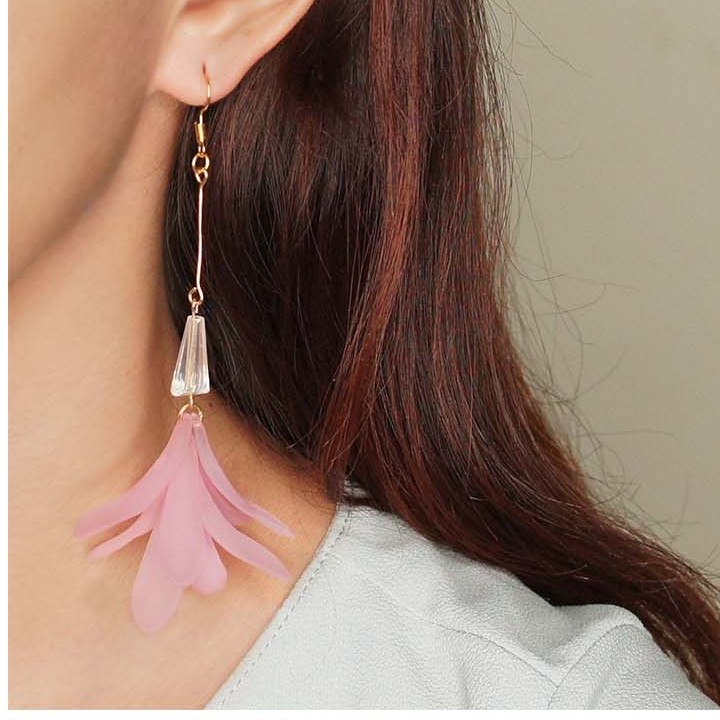 AH008 Anting Tassel crystal flower | Anting Korea | Anting hooks handmade