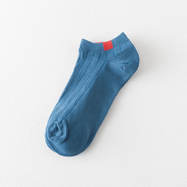 Kaos Kaki Wanita Pendek Polos Sporty / Kaos Kaki Ankle Import Panjang Semata Kaki Bergaris / TS-32-Biru