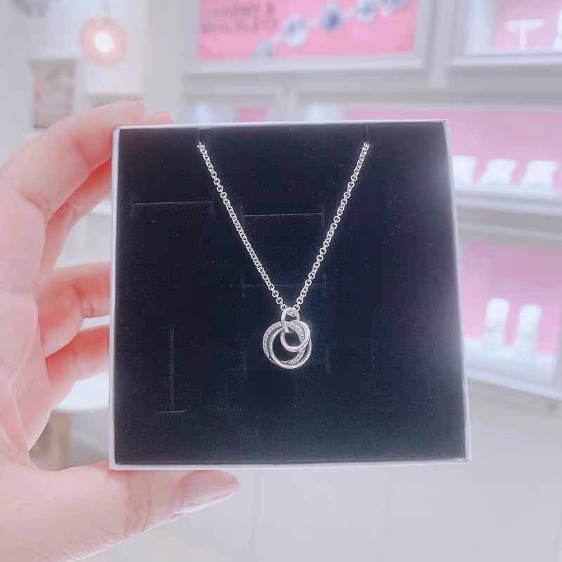 Pandora Kalung 925 Silver Dengan Liontin Bentuk Hati Kubik Zirkonia Untuk Wanita