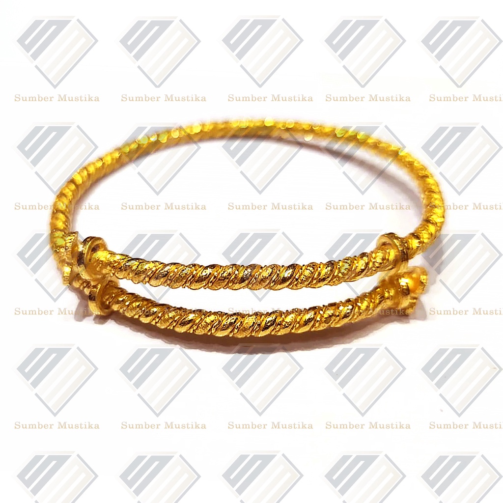 Gelang Tangan Anak Bangle Model Lilit Emas 24 Karat