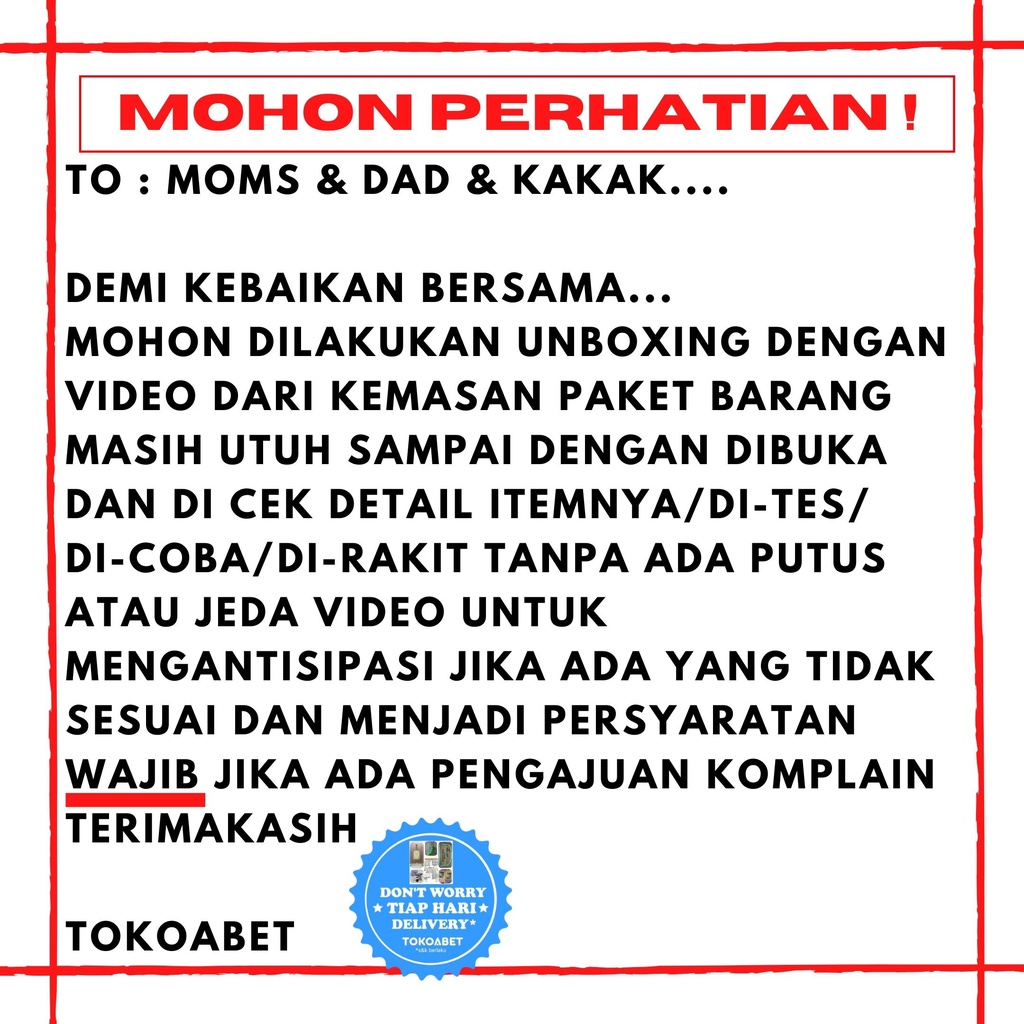 EXTRA KARDUS buat BARANG LEBIH AMAN SAFETY terutama MESIN AYUN DAN BARANG LAIN TOKOABET