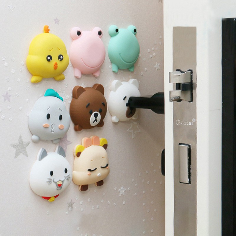 Cartoon Silicone Door Handle Stoppers / Anti-collision Wall Protectors Pad / Soft Rubber Table Corner Cushion