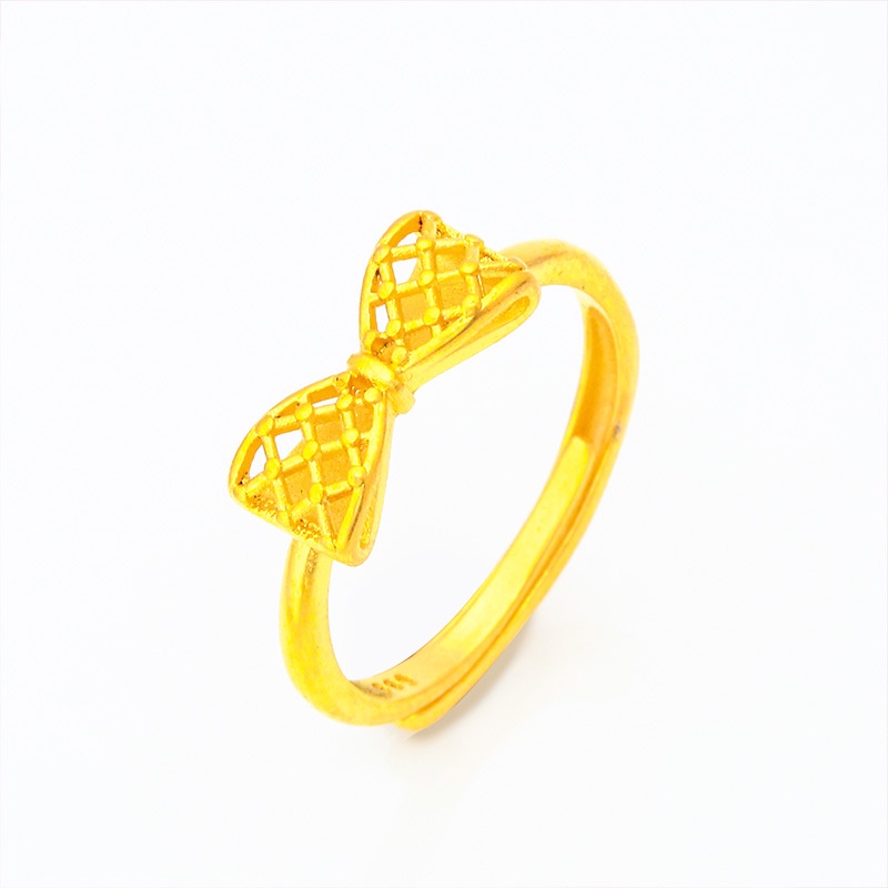 Cincin Emas Asli Kadar 375 Desain Kupu-Kupu Dapat Disesuaikan Untuk Wanita