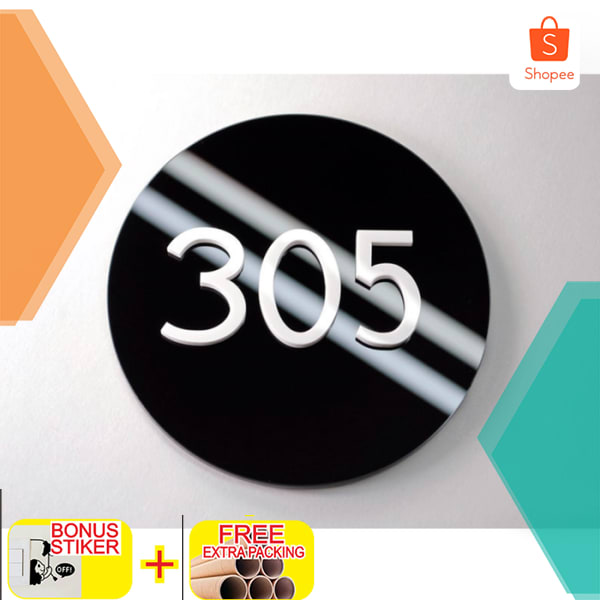 NOMOR KAMAR ACRYLIC BULAT / NOMOR KAMAR HOTEL KOST / ANGKA ACRYLIC Keren