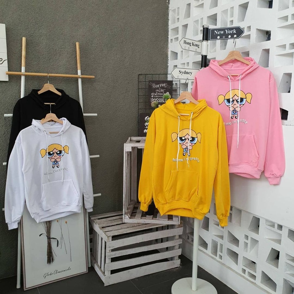 Tell Me Pretty Hoodie - Sweater Hoodie Karakter Cartoon Bubbles Bahan Fleece