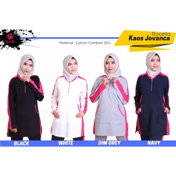 DISKON  BAJU OLAHRAGA MUSLIMAH, ROCELLA KAOS JOVANKA, PAKAIAN OLAHRAGA WANITA MUSLIMAH
