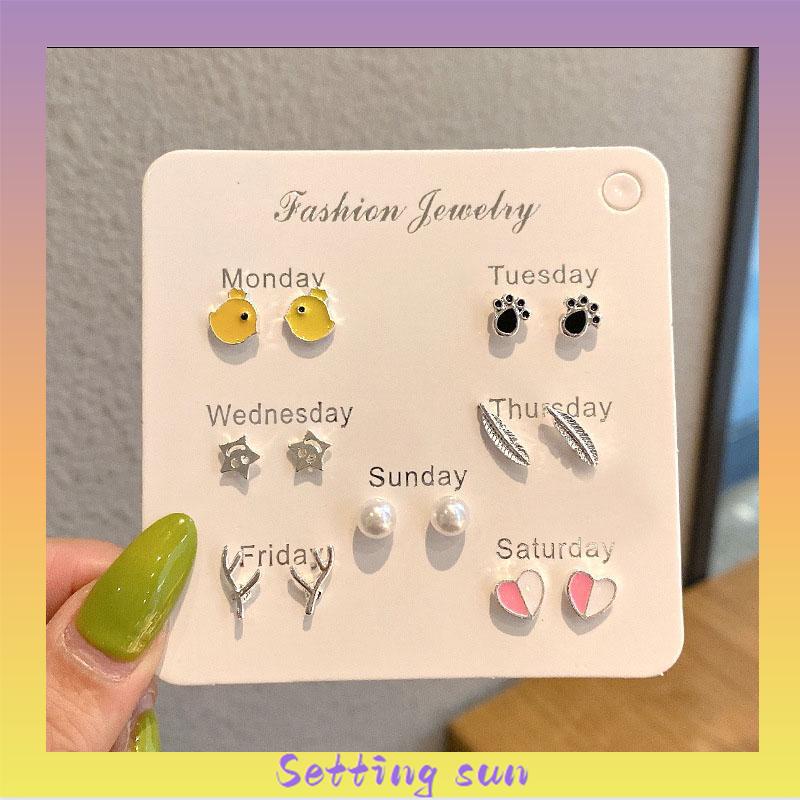 Set 7 Pasang Anting Kombinasi Model Sederhana TN