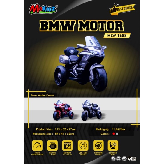 MOTOR AKI MORKIDZ 1688 GAS TANGAN BODY CAT AKI 12VOLT~MAINAN MOTOR AKI ANAK