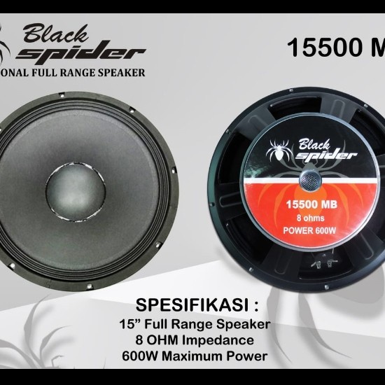 Speaker 15 Inch 15 in Black Spider BS 15500 MB